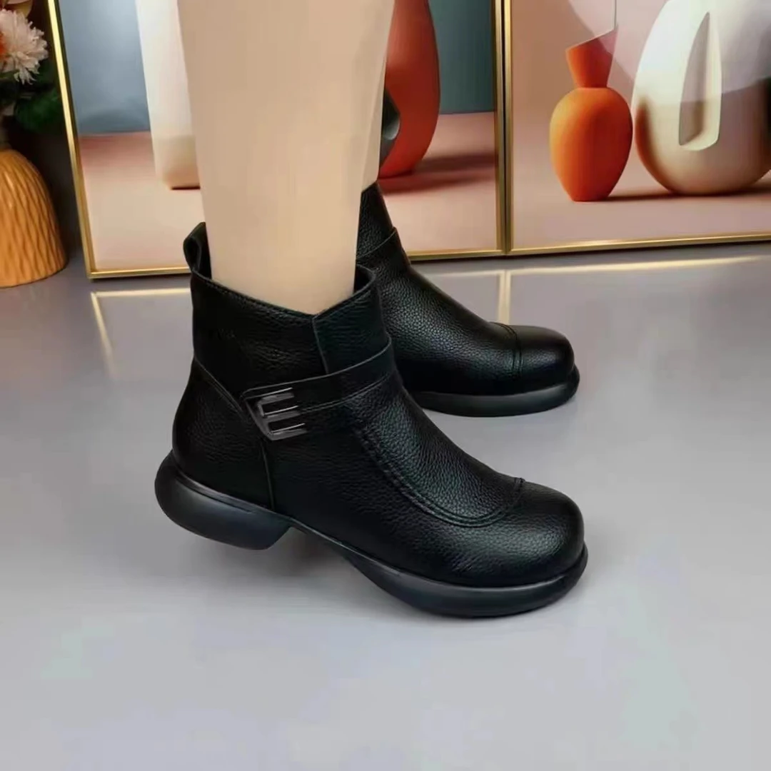 大地金袋鼠时尚休闲一脚蹬圆头马丁靴9728