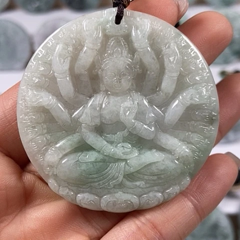 翡翠颈饰未镶嵌千手观音福利