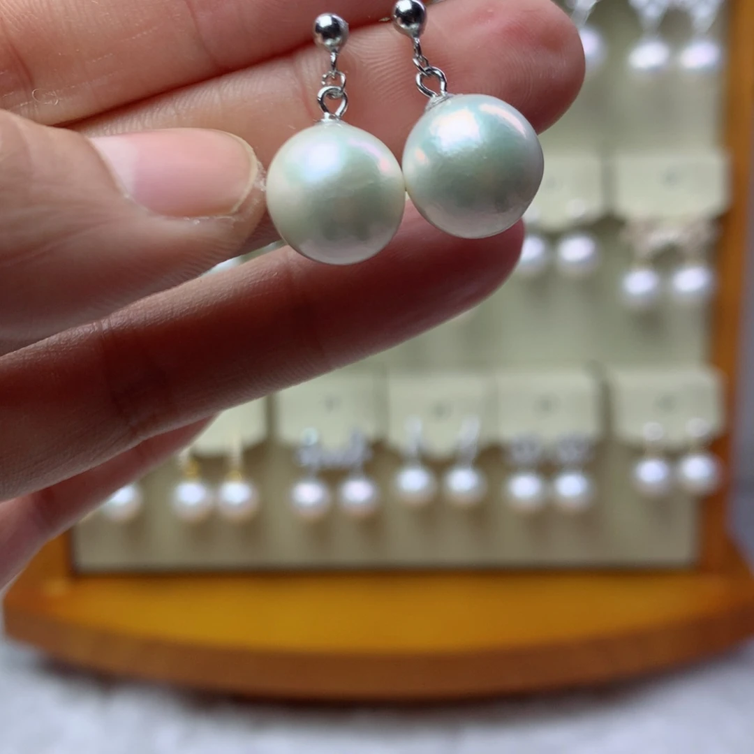 淡水珍珠耳饰银S925镶嵌3942