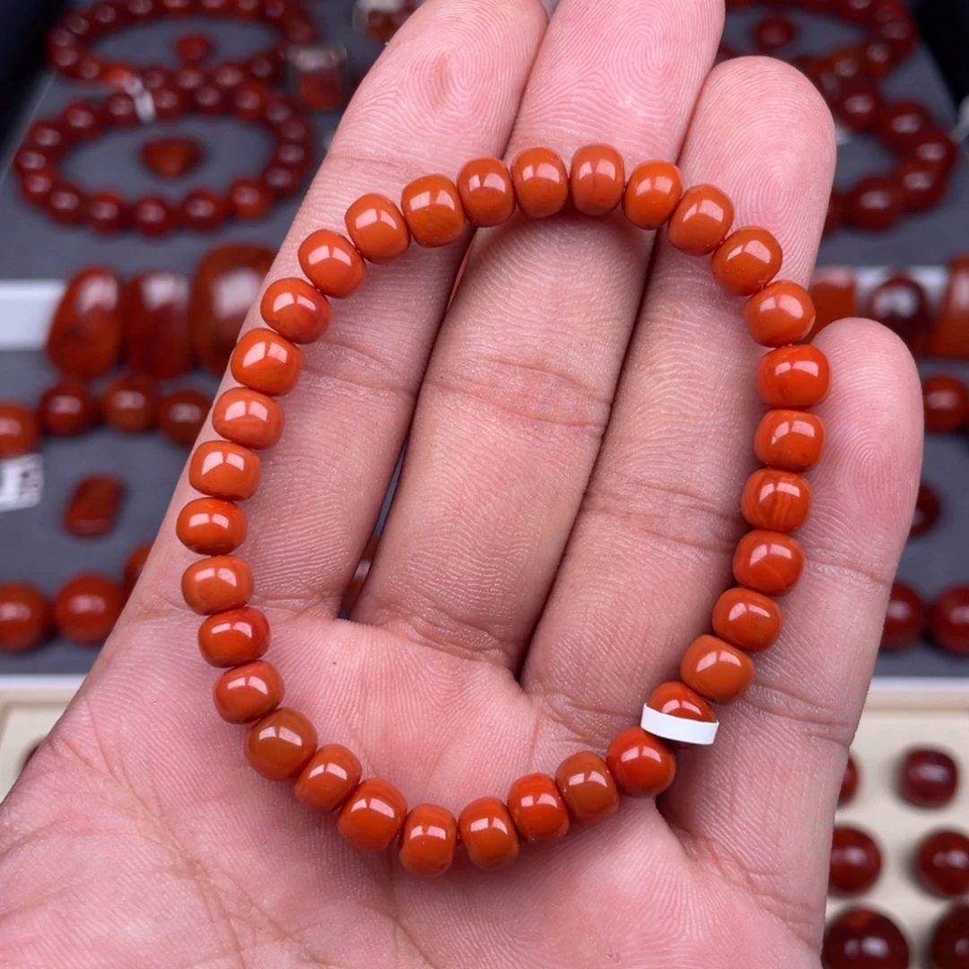南红玛瑙未镶嵌瓦西南红老型手串6mm+