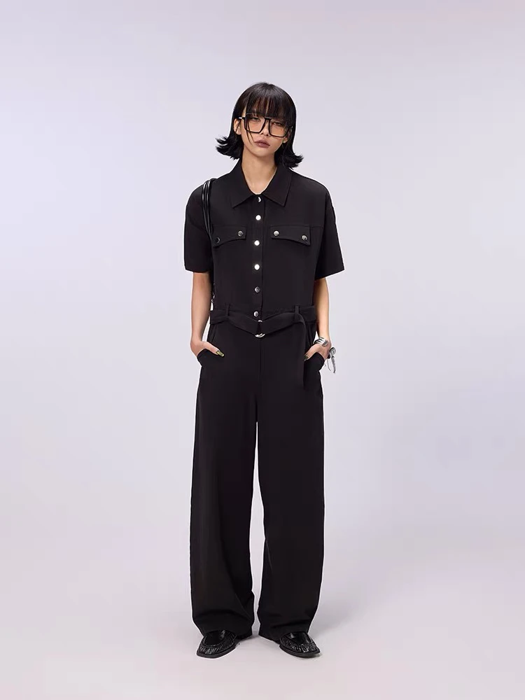 【BAI】工装风连体裤女夏新款直筒宽松休闲阔腿裤51008