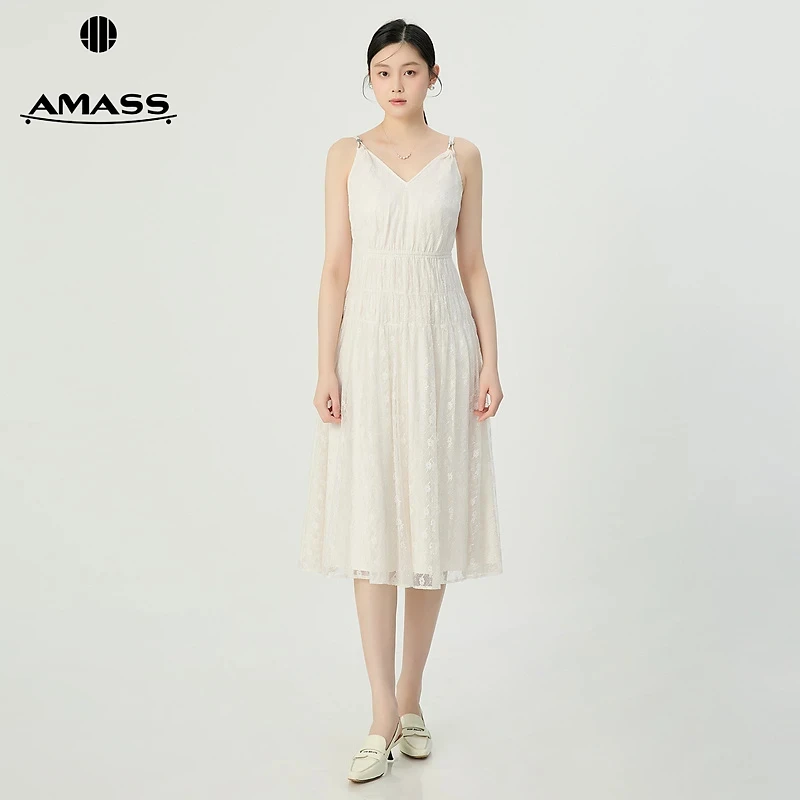 AMASS/阿玛施度假法式碎花法式显瘦收腰吊带长裙连衣裙子5500493