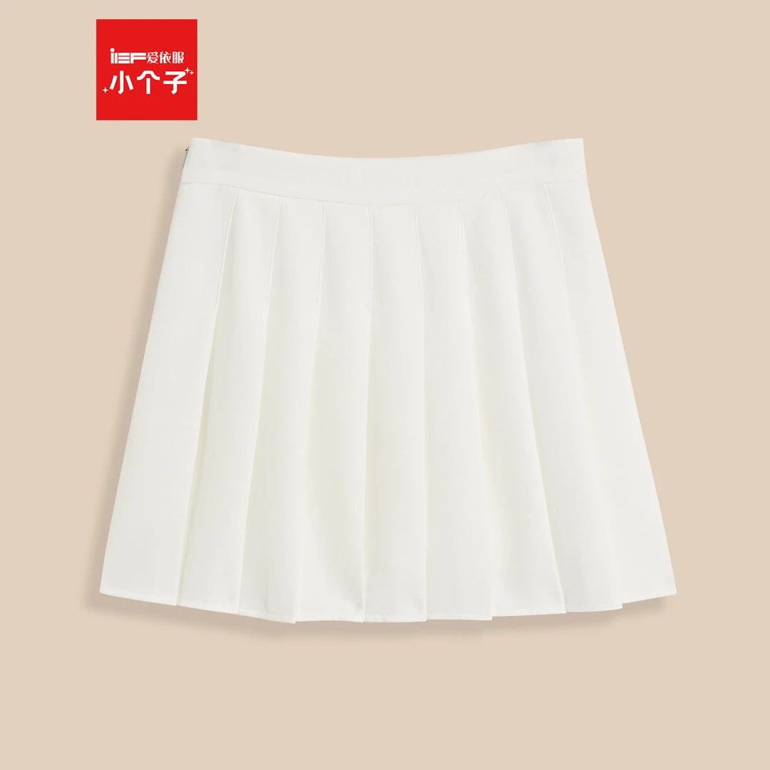 IEF/爱依服2025年夏季新款白色半身裙短款甜美白色百褶A字伞裙子