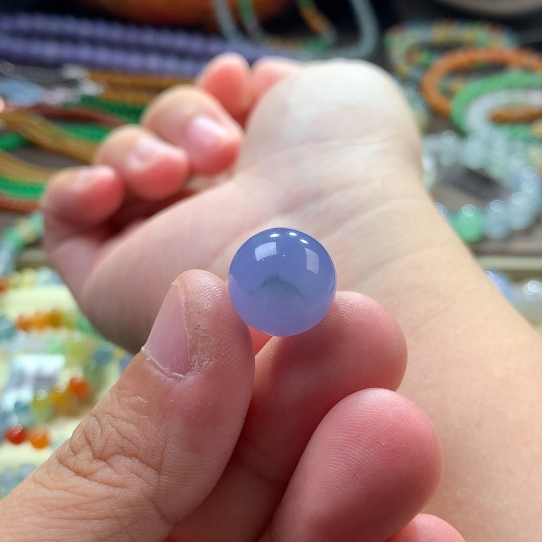 手链翡翠未镶嵌浓妖紫单珠卡13.5