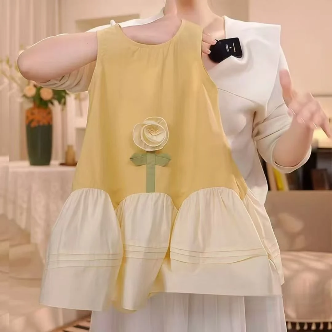 夏天女童花朵公主连衣裙2025新款洋气可爱宝宝无袖背心儿童连衣裙