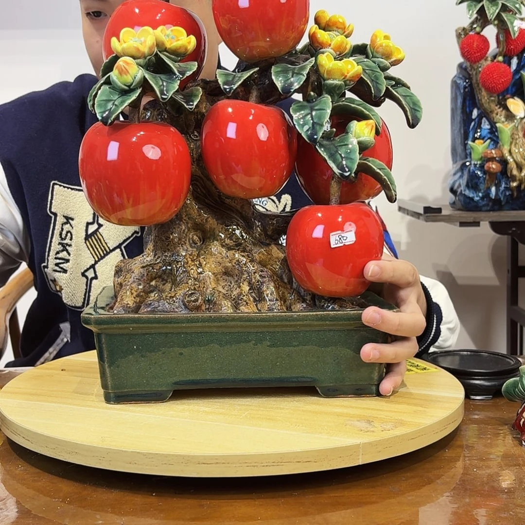 陶瓷苹果树摆件大