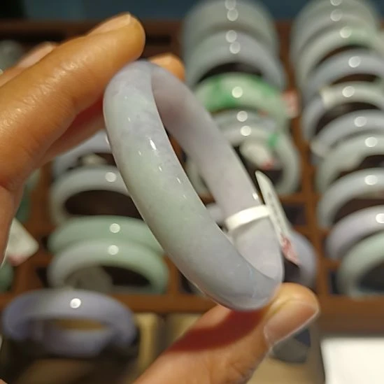 翡翠未镶嵌手链50贵妃紫罗兰飘绿