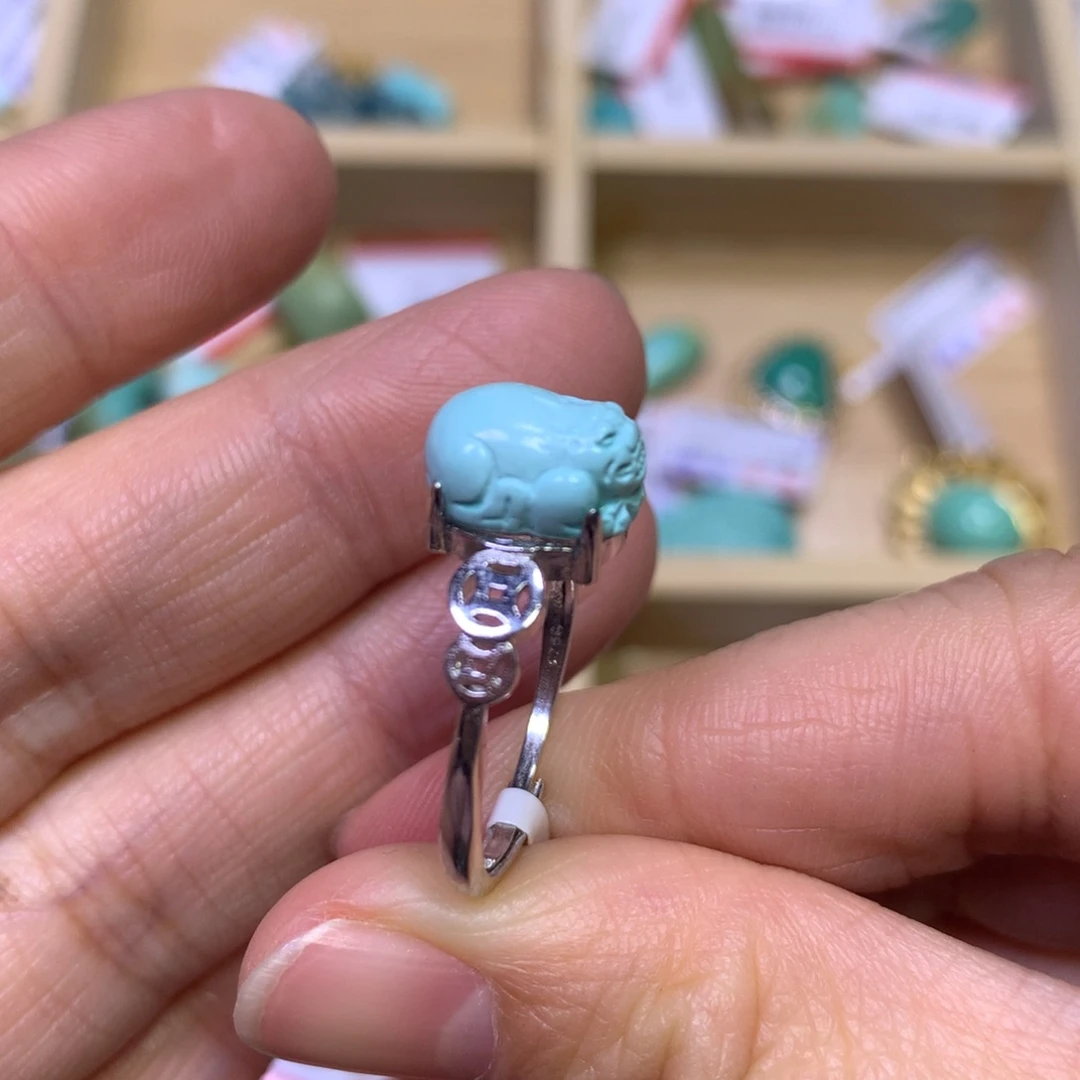 绿松石戒指银S925镶嵌