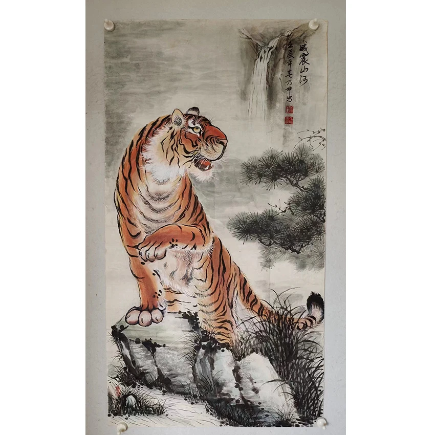 3554纯手绘老字画《威震山河》挂画中堂尺寸127×68