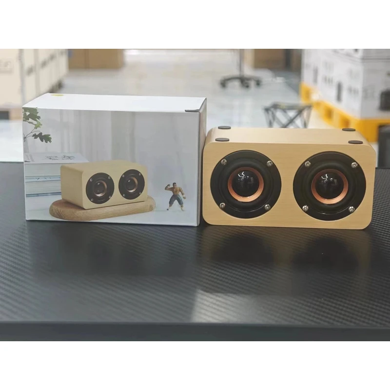 木质蓝牙音响双喇叭简约高颜值颜色随机