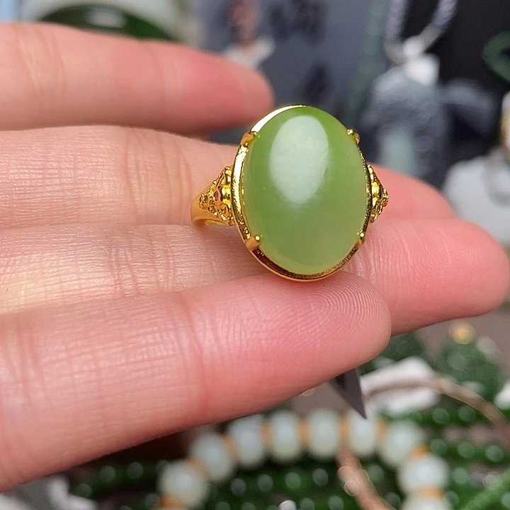 和田玉银S925镶嵌戒指