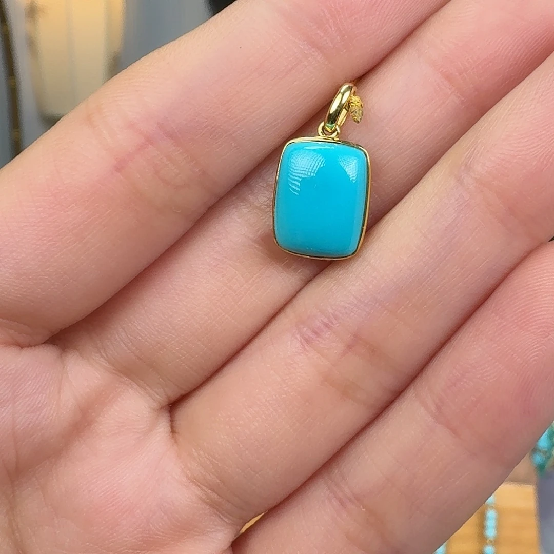 绿松石18K金镶嵌挂件