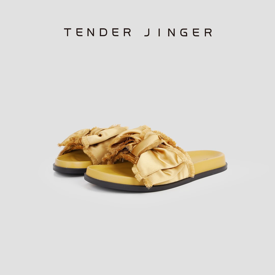 Tender Jinger时尚百搭2025年夏季新款平底防滑蝴蝶结凉拖