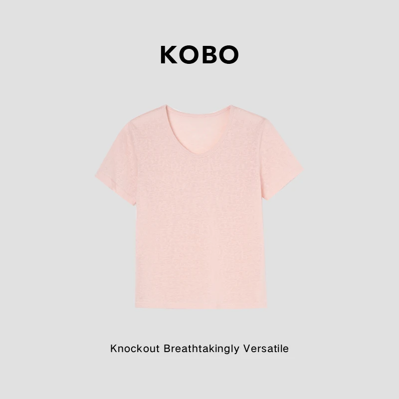 【KOBO】夏季雪花棉轻薄休闲透气短袖T恤打底衫   D7059