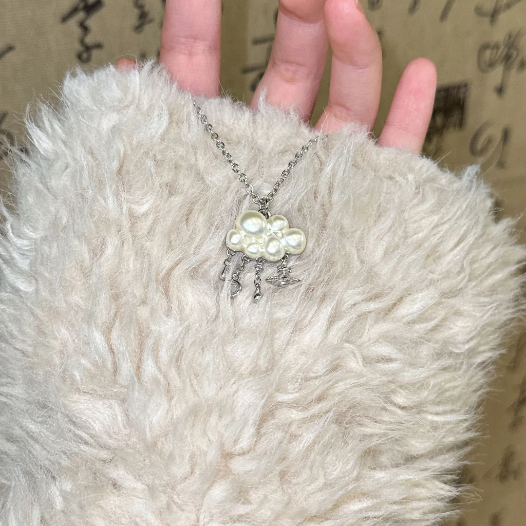 铜合金合成锆石项链 【云朵】时尚轻奢高级百搭精致女项链A492 银色