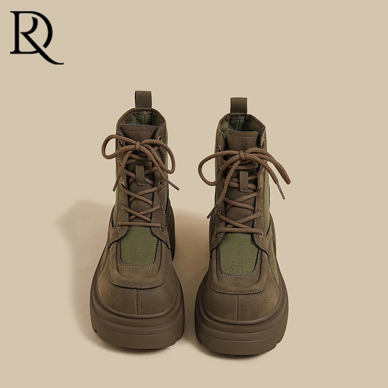 【DR明星同款】美拉德靴子马丁靴女2025秋冬新款洋气小短靴增高厚底