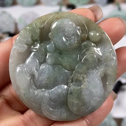 翡翠颈饰未镶嵌逍遥佛福利