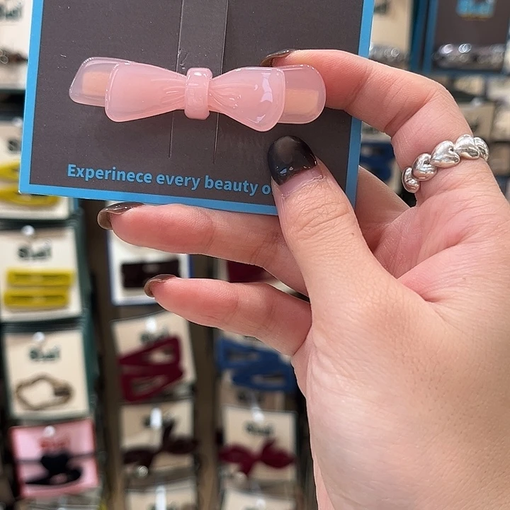 布艺非金属粉色蝴蝶结鸭夹