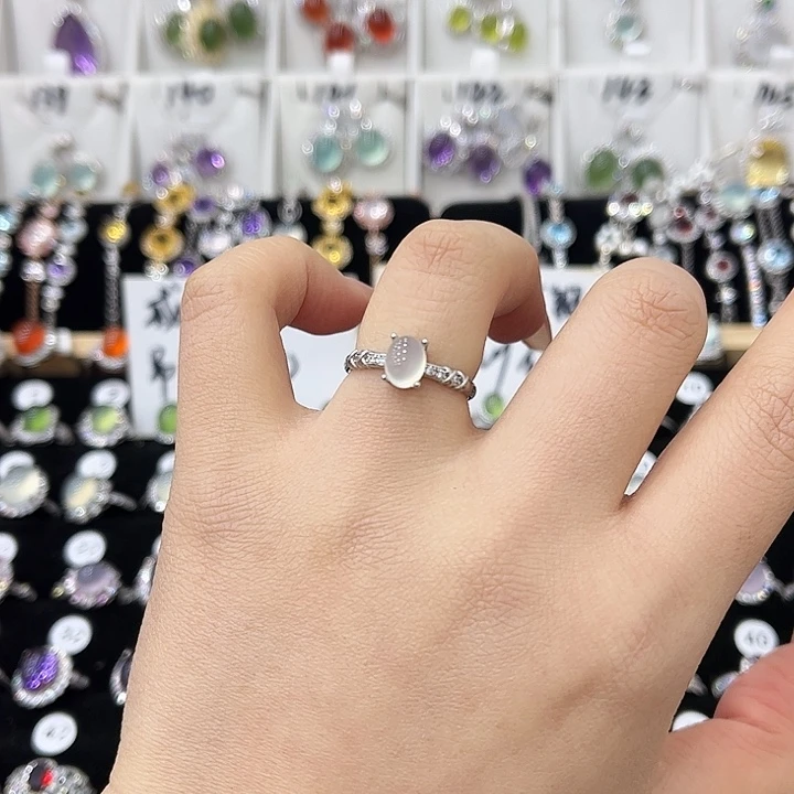 岫玉银S925镶嵌戒指