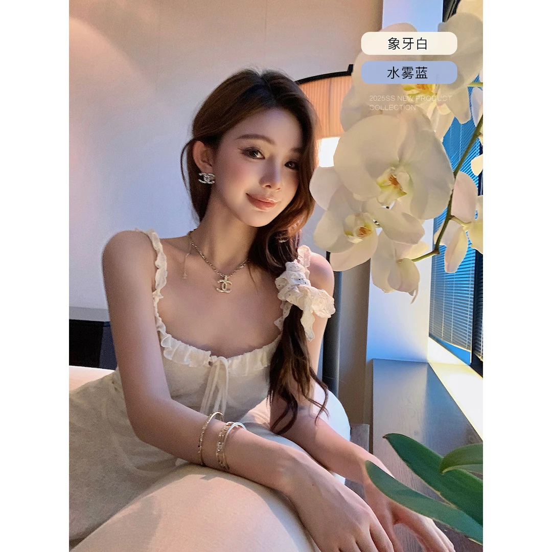 【清仓特惠】【QIUROUYAO邱肉瑶】秒变娇俏甜心~少女领域花边双色连衣