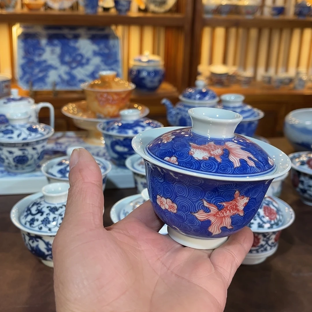 錡镇堂手工手绘盖碗