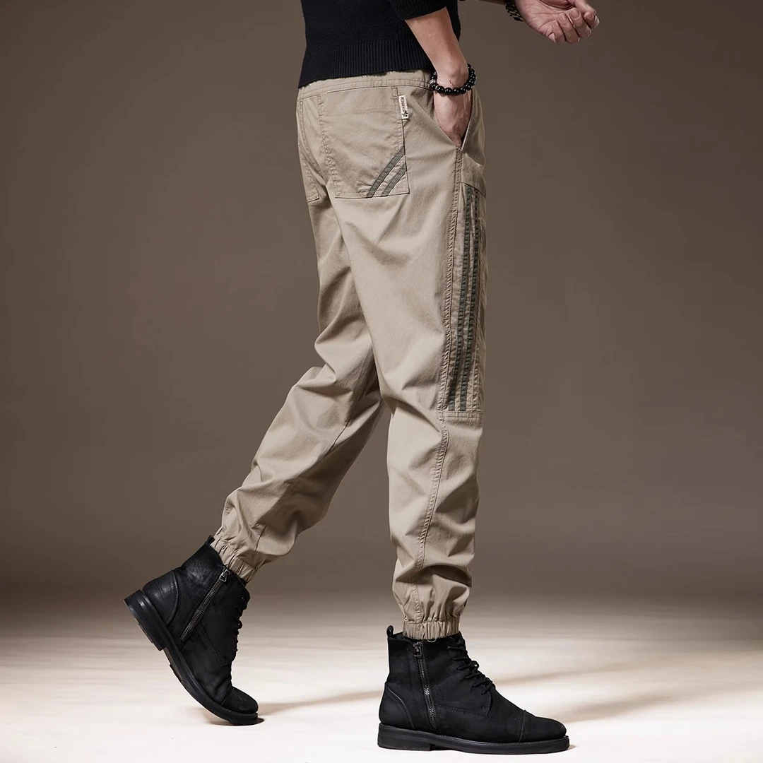 GS高端美式男士休闲裤宽松潮流2025春夏新款束脚哈伦锥形百搭裤子