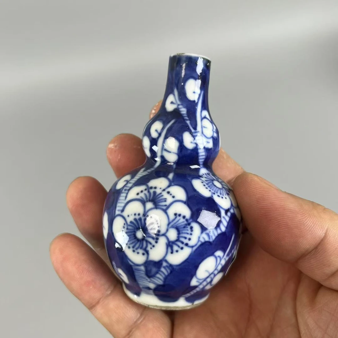 6070021光绪青花冰梅留白葫芦瓶