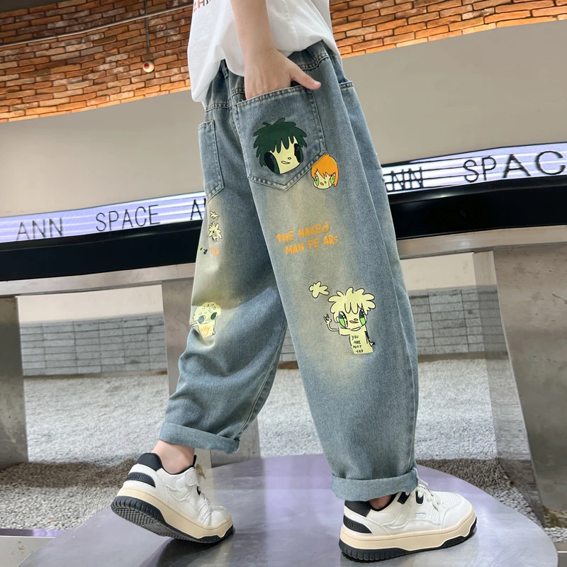 儿童装男童夏装防蚊裤2025新款夏季休闲宽松男孩薄款牛仔裤子大童