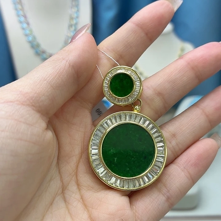 翡翠银S925镶嵌吊坠(不含链)