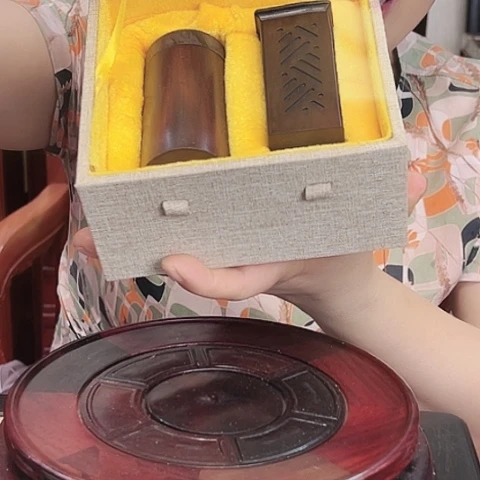 黑酸枝木类酸枝牙签盒2件套