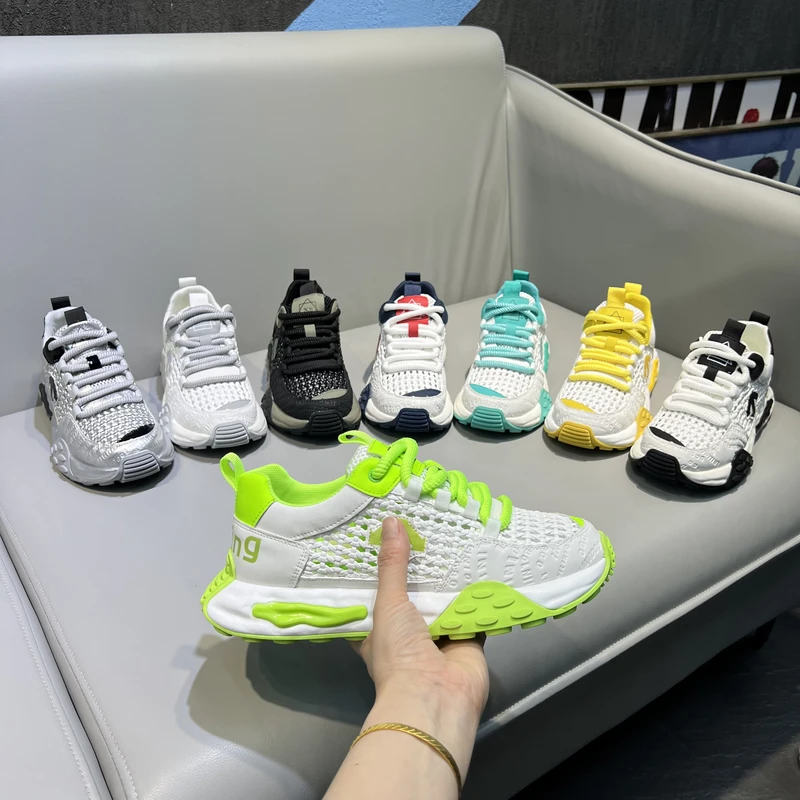 夏季新款手工编织低帮透气网面鞋舒适百搭运动鞋休闲男鞋老爹鞋