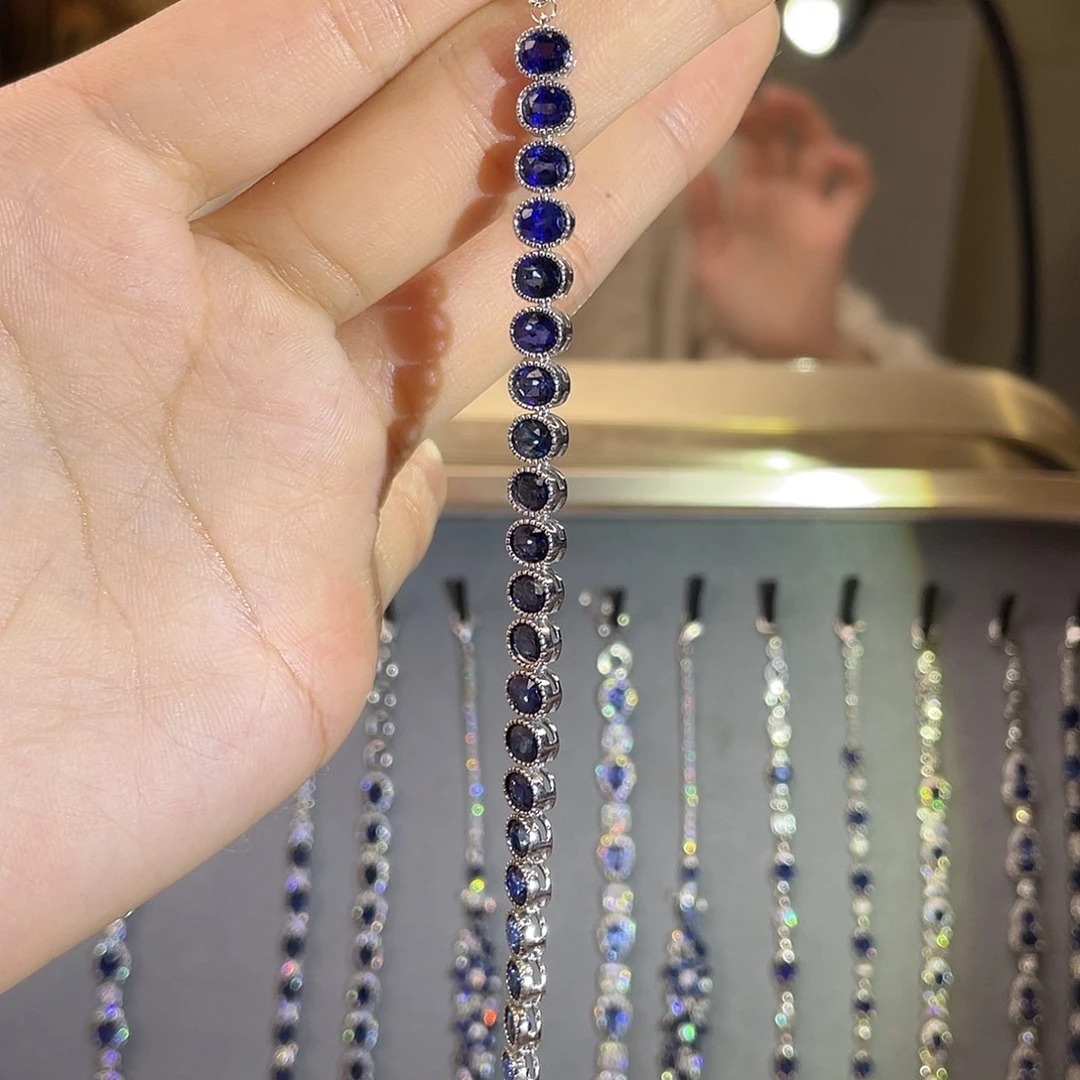 银S925镶嵌手链蓝宝石