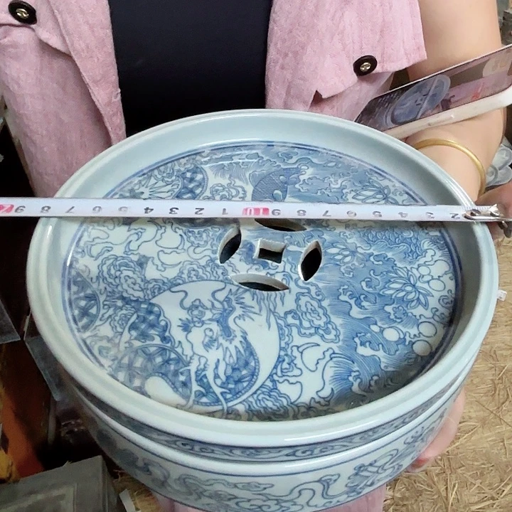 摆件景德镇高温陶瓷鱼化龙干泡台