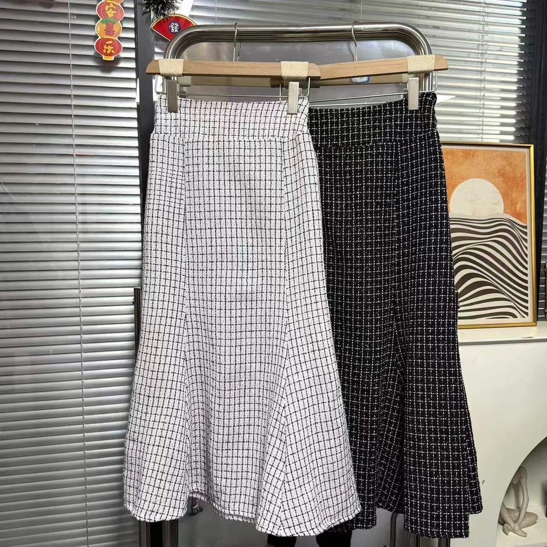 【外贸精品】0050 25春小香编织松紧绑带鱼尾 半身裙