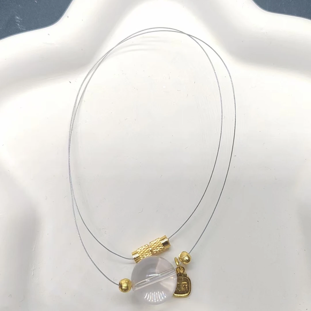 硕夏天然星光粉水晶13-14mm设计款项链多样性发其一LG06