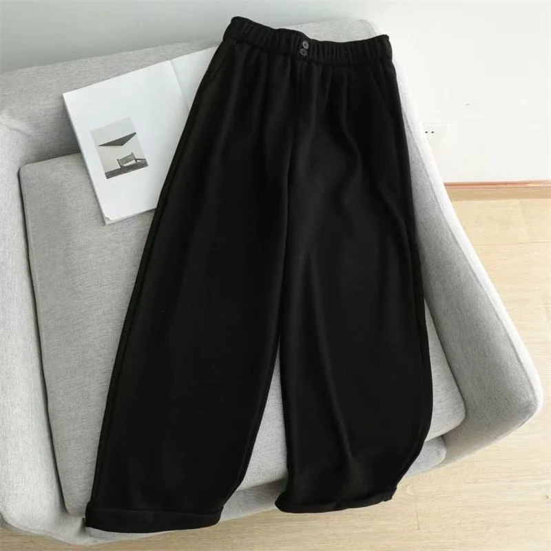 9869三炫新款慵懒风高腰气质百搭显瘦休闲裤