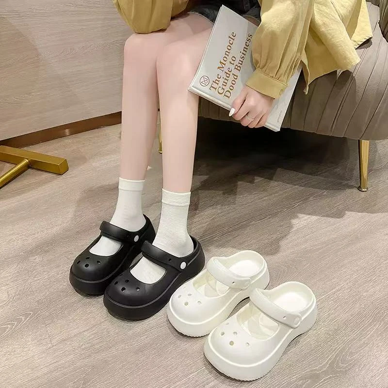 包头女玛丽珍EVA厚底注塑鞋洞洞鞋网红复古时尚百搭夏季软底女鞋