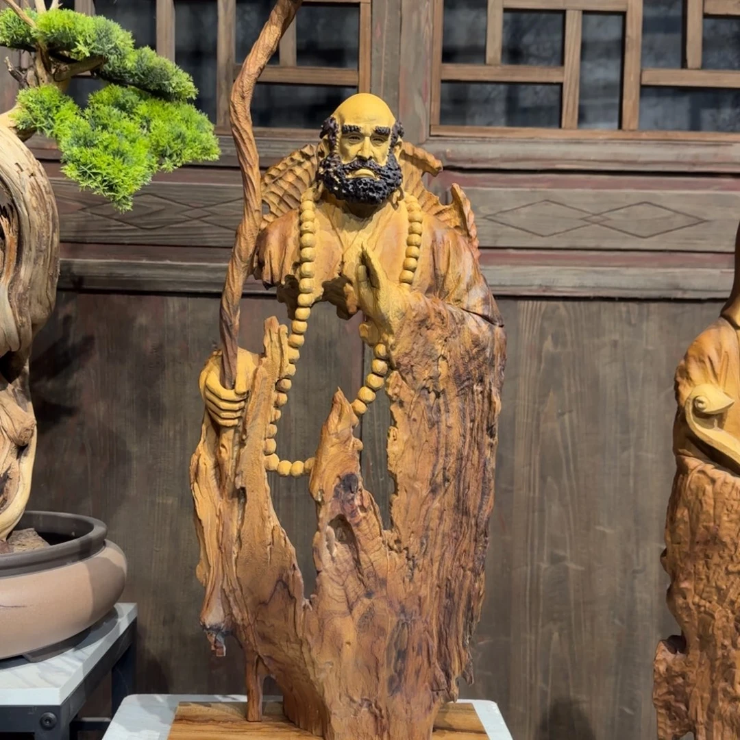 辰***脑香樟木香樟木达摩祖师桌面摆件作品