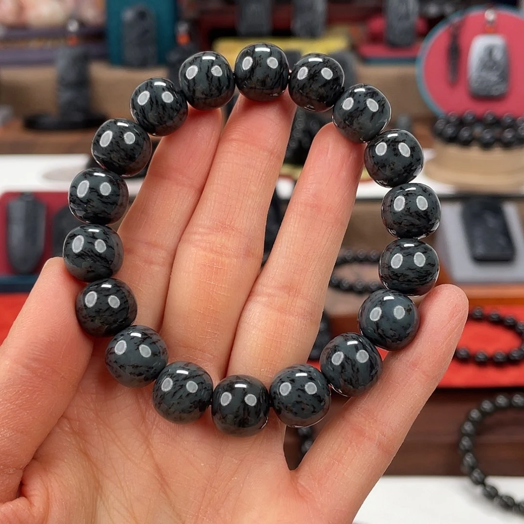 真***华和田玉未镶嵌手串卡12精工特色沙枣青