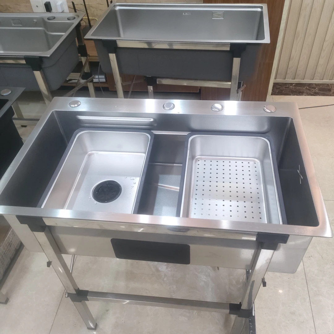 7848石收水槽不锈钢厨房大单槽洗菜盆4.0面板锤纹