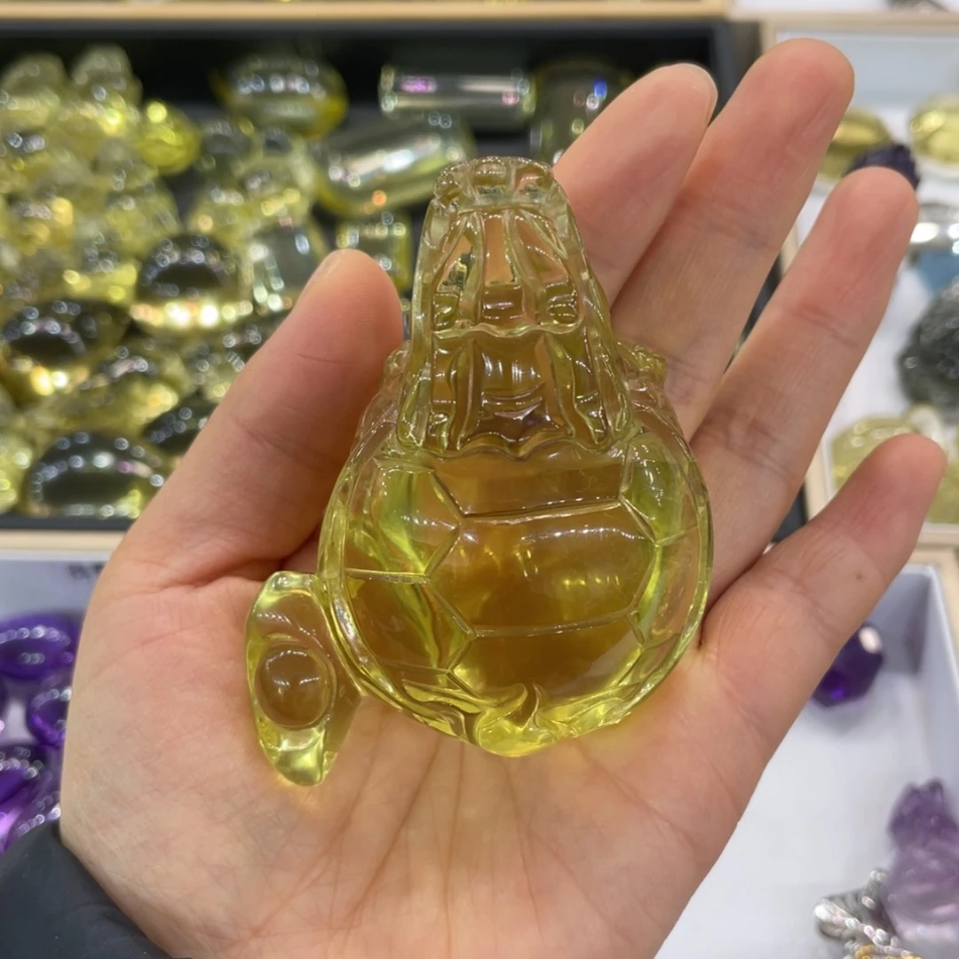 黄晶摆件未镶嵌龙龟摆件