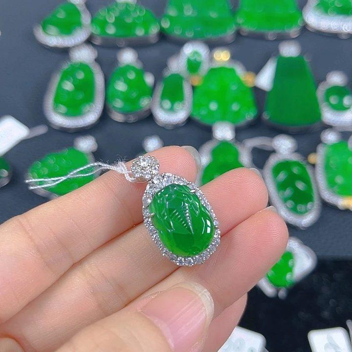 翡翠银S925镶嵌吊坠(不含链)