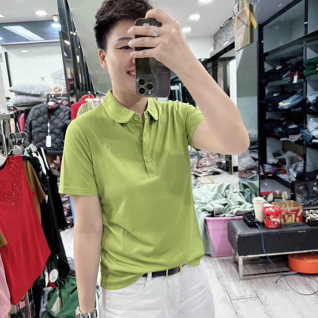 极简薄款超凉快6色小领polo上衣6889欧美