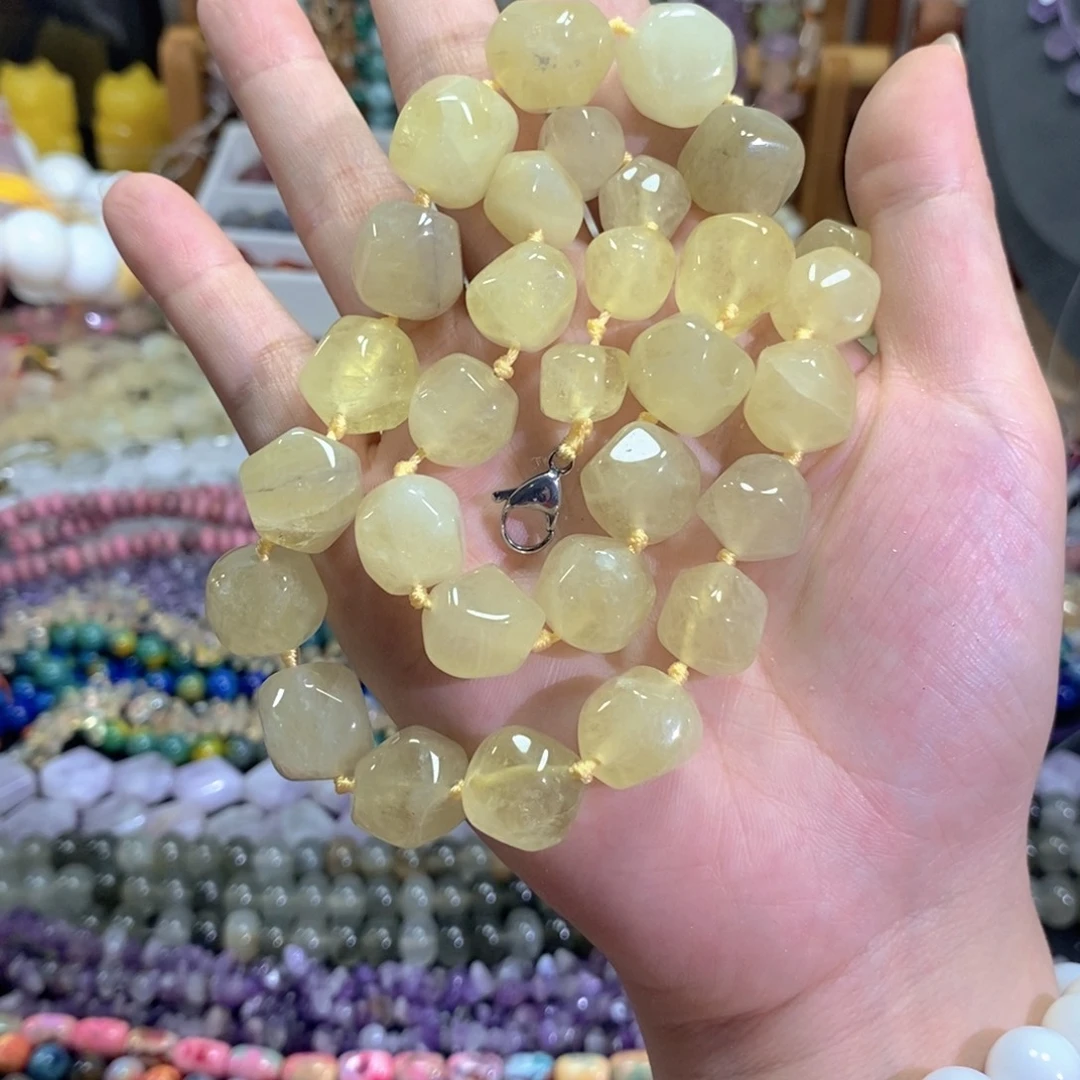 玛瑙/玉髓未镶嵌珠宝半成品柠檬黄水晶塔链一条