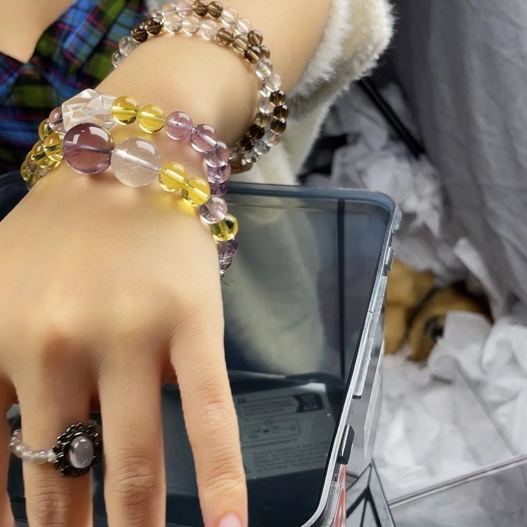 水晶手串银S925镀金镶嵌