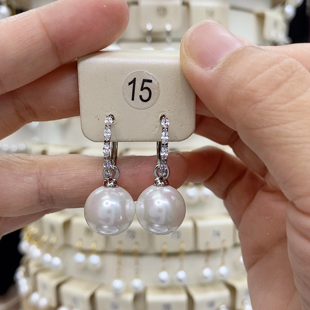 银S925镶嵌淡水珍珠耳饰