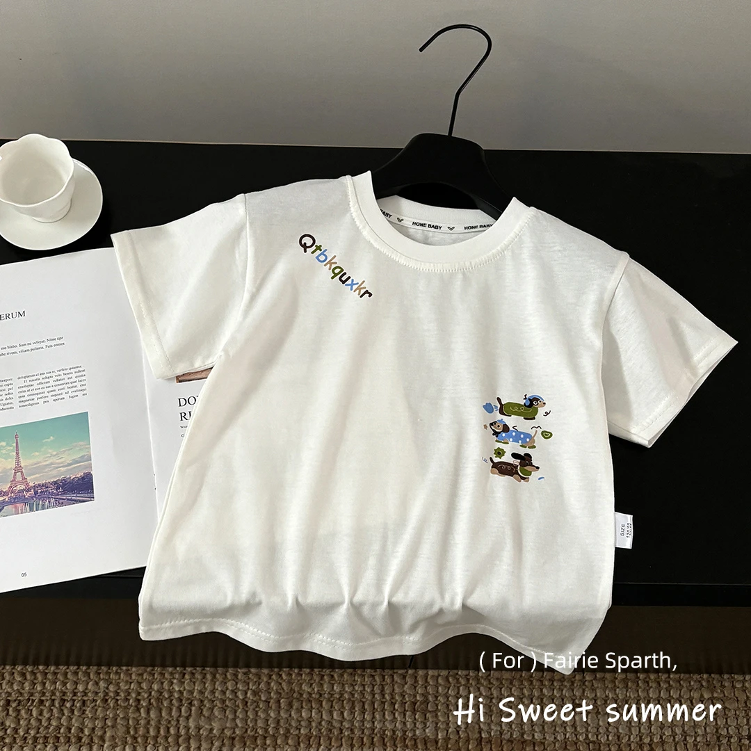 【简约纯棉】儿童夏季纯棉短袖T恤小白T百搭洋气男女童短袖休闲上衣