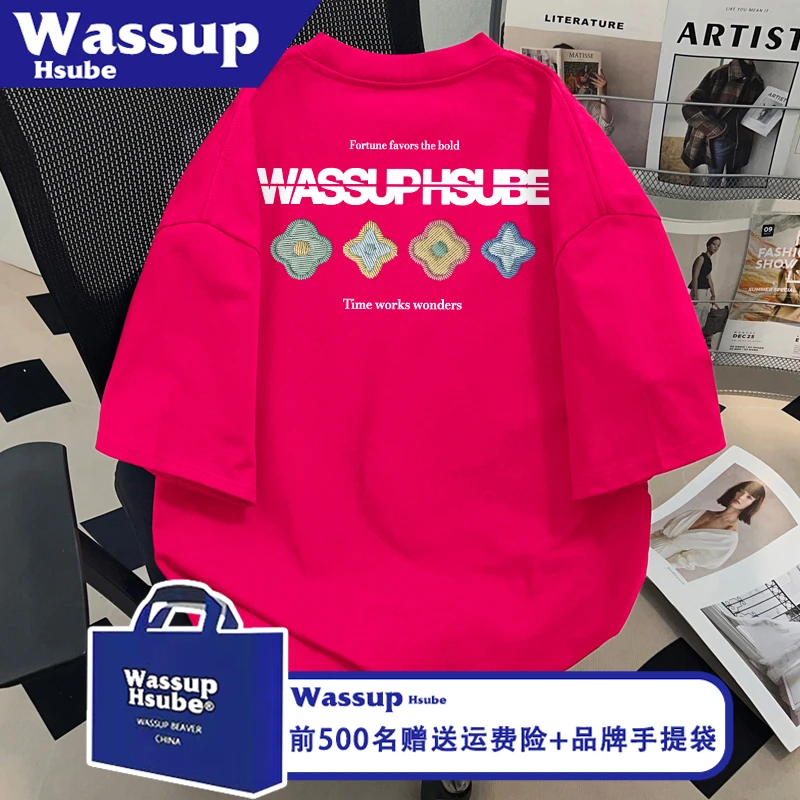 WASSUP HSUBE火龙果上衣ins夏季纯棉短袖图纹英文印花男女同款T恤