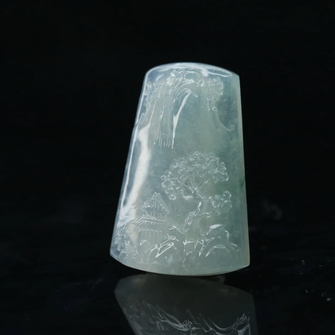 FC29天然缅甸翡翠A货山水牌/500147/保利厦门拍卖