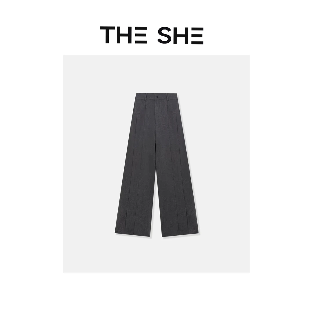 【C·C】西部恋曲 灰色竖条纹捏褶西装裤